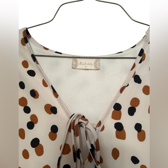 Altar'd State Womens Cream and Brown Polka Dot Tiered Mini Dress Sz M Flowy Boho - Picture 4 of 4